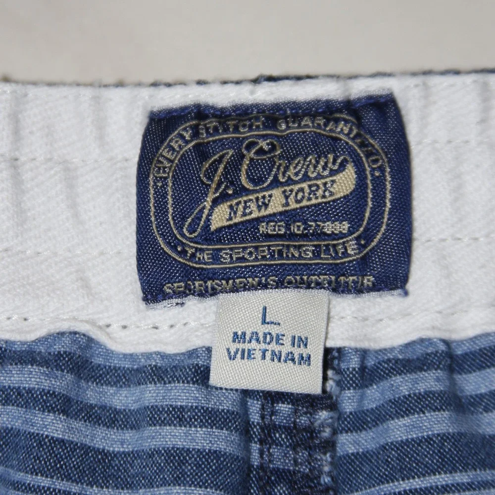 J Crew Swim Trunks Mens L Striped Elastic‎ Waist Drawstring Beach Summer Shorts